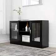 Vitrine Cabinet Black 120x30.5x70 cm Engineered Wood,Buffets & Sideboards 29.4KG-802787