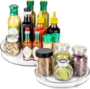 Mkostlich 2 Pack Lazy Susan Organiser(27cm+27cm), Fridge Lazy Susan, Round Lazy Susan Turntable, Multifunctional Spice Rotating Tray for Dining Table, Kitchen, Cabinet, Bathroom, Pantry, Under Sink