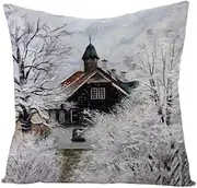 Cushion covers Cushion Covers 40cm x 40cm Blue Tree Moon Cushion Covers Invisible Zipper Sofa Cushions Outdoor Cushions Garden Cushions Decorative Pillows Square Pillow Case(White Snow Tree,(50x50cm))