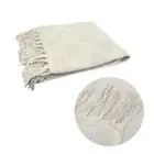 NNEDSZ Checkerboard 100% Cotton Texture Fringe Throw Rug 125 x 150 cm Off White