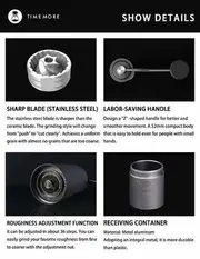 25g Capacity TIMEMORE Chestnut C2 Manual Coffee Grinder with grind size adjustable Internal Setting,CNC stainless steel conical burrs,Double Bearing Positioning (Black)