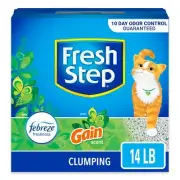 Fresh Step Clumping Cat Litter with Febreze Gain Scent, Long Lasting Odor Con...