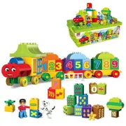 75 Piece Alphabet Train Building Toy Stacking Blocks with ABC Letters for Learning Christmas Holiday Gift Ideas