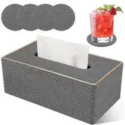 Tissue Box Tissue Dispenser Cosmetic Tissue Box Made Of Pu Leather, Tissue Box Tissue Box Cover Tissue Box Rectangular 25 X 13.5 X 9.5 Cm, Supplied Wi