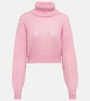 [Ganni] Ganni Cable-knit turtleneck mohair-blend sweater AU 16 pink