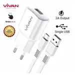 VIVAN POWER OVAL II 2A USB 充電器帶 MICRO USB 數據線
