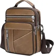 [iCozzier] Travel Shoulder Bag PU Leather Bags for Men Crossbody Bag Pouch with Strap Phone Bag Cross Body for Travel Work…