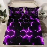 Boys Honeycomb Bed Sheet Set for Kids Men Girls Modern Geometry Hexagon Theme...