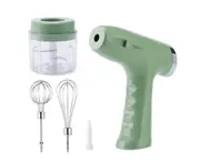 1200mAh Electric Egg Beater 5 Speeds Multi-functional Stainless Steel USB Rechargeable Handheld Mixer Kitchen Tool Green