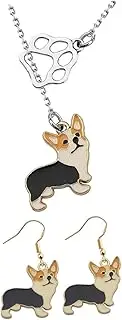 [Healeved] 1Set Chic Corgi Jewelry Adorable Dog Modeling Earrings Necklace for Women for Dog Lovers Stylish Daily Wear Accessories Delicate Design for Parties and Events