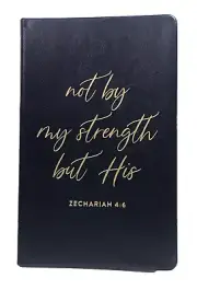 Eccolo Black Not By My Strength But His Religious Journal Notebook with Bookmark