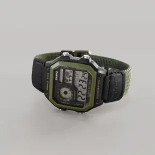 【CASIO 卡西歐】18mm / 適用AE-1200WH / MRW-200H 凸口替用錶帶 尼龍帆布錶帶(黑色/軍綠色)