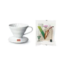 在飛比找momo購物網優惠-【HARIO】V60白色02磁石濾杯(加贈V60無漂白02濾