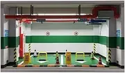 Model Parking Model Scene 1:18 Simulation Car Parking Garage Model Scene Dust-Proof Collection Display Box Parking Lot Ornaments Vehicles Model Showcase Model(Green)