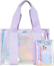 [WREWING] Beach Bags for Women, Beach Bag with Phone Pouch, 18L Clear Beach Bags, Waterproof Sandproof Tote Bag for Beach Pool