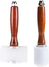 2 Wooden Handle Nylon Hammers Mallet, Leathercraft Carving Hammers Sew Leather Cowhide Tool Kit for Leathercraft Working (2pcs)
