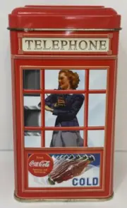 Coca Cola Telephone Booth Tin Vintage 1997 Collectible Coke 6.5x3.5"