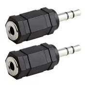 2 Pcs 1/8" 3.5mm Male to Female Stereo Audio Headphone Adapter Connector Nickel