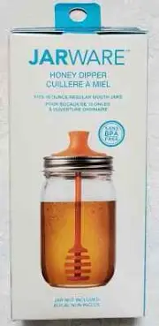 Jarware Honey Dipper Lid Fits 16 Ounce Regular Mouth Mason Jars - Orange NEW