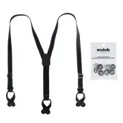 New CTM Men's Coated Leather Button-End Y-Back Suspender with Bachelor Buttons