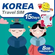 Free Test Data 200MB 1Day in UK | Happy South Korea 15 Days Unlimited Data Sim Card | Korea Data 8GB of 4G LTE High-Speed Data Then 128kbps | No Registration Required | Easy Activation