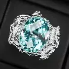 Gleaming Arctic Blue Aquamarine 8.70Ct 925 Sterling Silver Handmade Rings Size 7