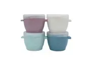 4pc Melii Luxe Snap & Go Pods Snack Food Container w Snap-on Lids 60z 180ml