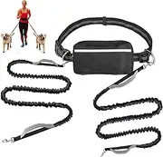 Roolisspa Hands Free Dog Leash Waist Leash for Dog Walking, Running Leash with Zipper Pouch for Medium Large Dogs