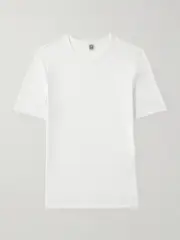 [TOTEME] TOTEME - Ribbed Stretch-cotton Jersey T-shirt - White - xx small xx small White