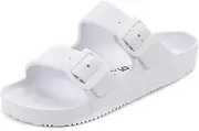 [VICT POPU] Womens Sandals Adjustable Double Buckle Strap Waterproof EVA Flat Slides