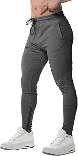 [Generic] Men's Skinny Cotton Breathable Hiking Pants Stretch Casual Joggers Trousers Drawstring Comfort Workout Sweatpants