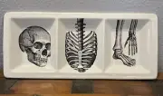 222 Fifth Halloween Skull Skeleton Mad Scientists Porcelain Tidbit Platter