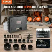 Hole Saw Kit, 18 PCS Saw Blades, 6 Drill Bits, 1 Hex Wrench, Bi Metal M42 Hole Saw Set with Carrying Case, General Purpose Size from 3/4" to 4-1/2", Ideal for Wood Board, Iron and Plastic Plate
