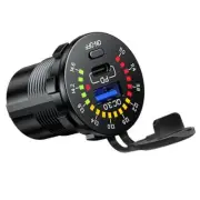 Car Fast Charger Socket Power Outlet QC 3.0 + PD Type-C Dual USB LED Voltmeter (for: Daihatsu)