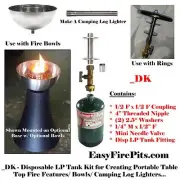 EasyFirePits DK Kit; 1lb Camping LP/ Propane Tank Kit for Gas Fire Table/ Bowls