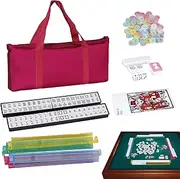 US Mahjong Tiles | 166 Tiles Small Travel Mahjong Set - Complete Portable Mah Jongg Play with Rulers Dices for Home Learning Women Playing Seniors Adults