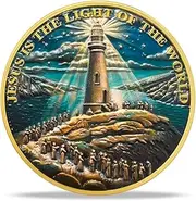 Crowd Lighthouse Religious Coin Gifts Set | Inspirational Bible Verse Medallion | Faith-Based Gifts for Spiritual Encouragement for Men & Women