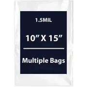 1.5Mil 10" X 15" | LDPE Clear Flat Poly Bags, Flexible & Durable | Multiple Bags