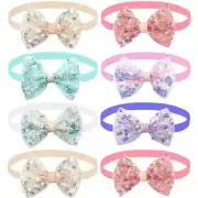 100pcs Mesh Sequin Dog Bowtie Adjustable Necktie Collar Pet Grooming Accessories