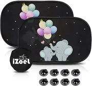 iZoeL Car Sun Shade for Baby Kids 2 Pack Static Cling Side Window Car 110GSM Rear Sunshades Universal with Storage Bag - Sun Glare and UV Rays Protection for Your Child (Elephant)