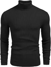 [COOFANDY] Mens Ribbed Slim Fit Knitted Pullover Turtleneck Sweater,XX-Large