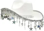 [Generic] Girls Cowgirl Hat With Tassel - Retro Western Theme Cow Hat | Five-Pointed Star Tassels Headgear Country Cosplay Accessories For Graduation Events