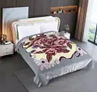 Thick 1000GSM Queen Size Cloudy Mink Blanket Double Layer Winter 5kg Floral