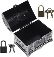 Garneck Vintage Style Plastic Treasure Chest Storage Box Lock Decorative Lids Great for Halloween Party Boys and Girls' Toys Jewelry