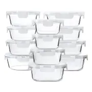 FOHOA 12 Pack Glass Lid Lock Food Storage Container Set