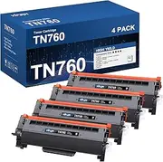 TN760 Toner for Brother Printer Replacement for Brother TN760 TN-760 TN730 TN-730 to use with DCP-L2550DW MFC-L2710DW MFC-L2750DW HL-L2350DW HL-L2370DW HL-L2395DW HL-L2390DW Printer (4 Black)