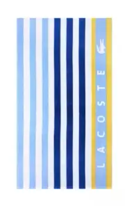 LACOSTE BEACH TOWELBATH TOWEL 36X72 BLUE STRIPE 100% Cotton New