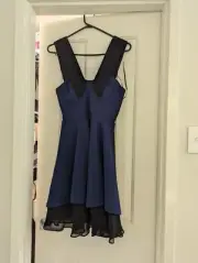Nicola Finetti Pleated Bustier Strapped Umbrella Navy Dress New w/Tags RRP $630