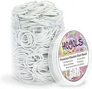 HOYOLS 3/4 Inch White Hair Rubber Bands for Hair Ties, Small Elastics Bands Ponytail Holders for Women Baby Girls Kids Mini Student Crafts Office 600pcs (M) Latex-Free
