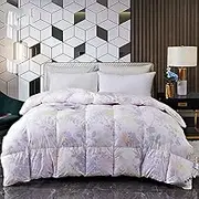 Feathers & Down Comforter Queen Size | All Season Down Duvet Insert | 800 Fill Power, Soft Cotton Fabric | Fluffy Warmth Printing Goose Down Bed Comforter for Cold Weather Sleeping,F-180X220CM